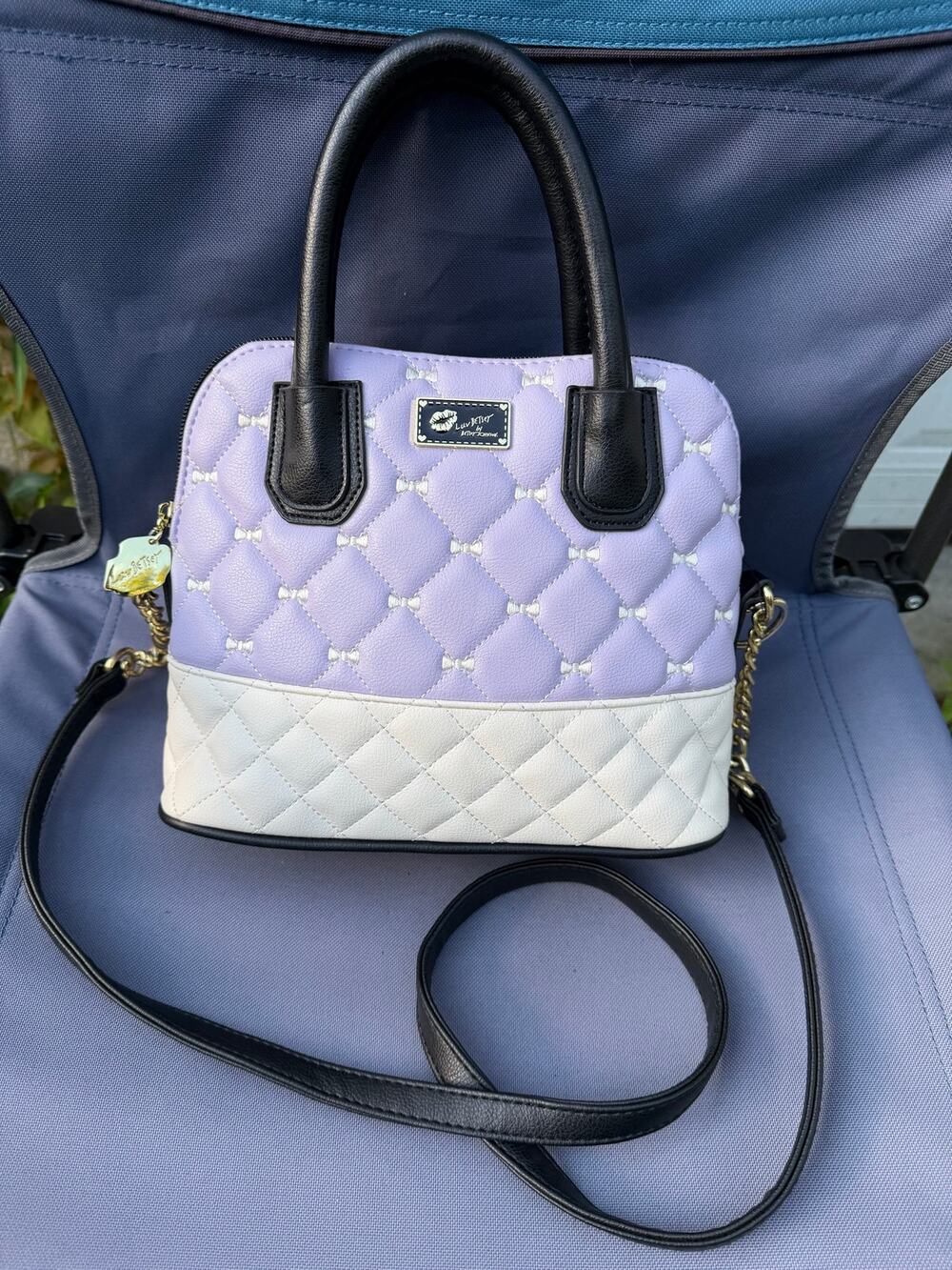 Luv Betsey Betsey Johnson Pink Cream Quilted Satchel Crossbody Bag